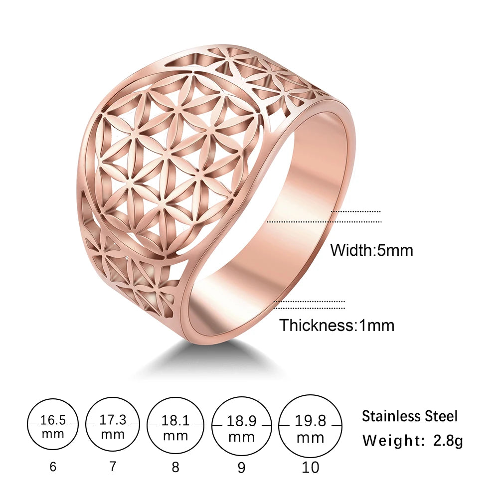 Flower of life ring Rose gold Story of awakening