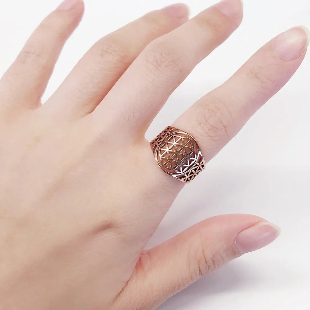 Flower of life ring Rose gold Story of awakening