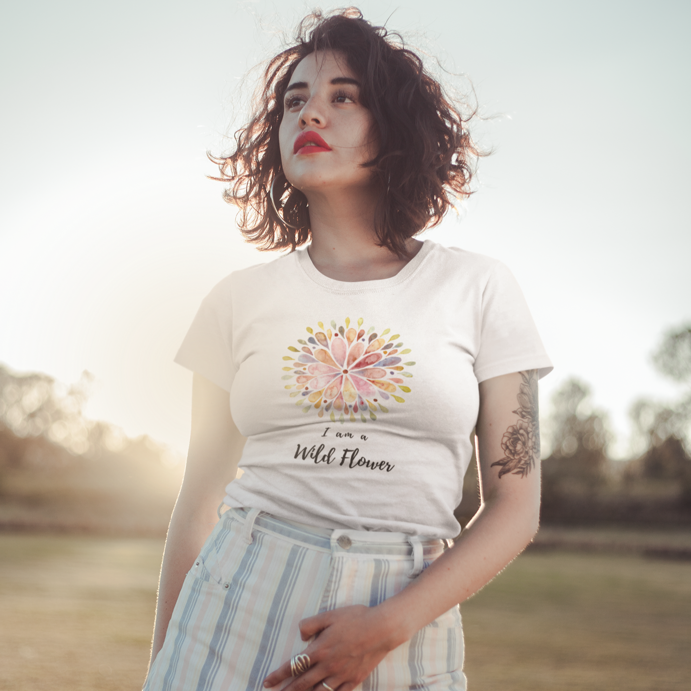 Story of Awakening Lifestyle Community Spirituality Relationships Love Light Meditation Oneness Earth Balance Healing Shop Store Charity Tree Nature Read Write T shirt Tops Tees Clothing Women Horoscope Organic Cotton I Am A Wild Flower Quote