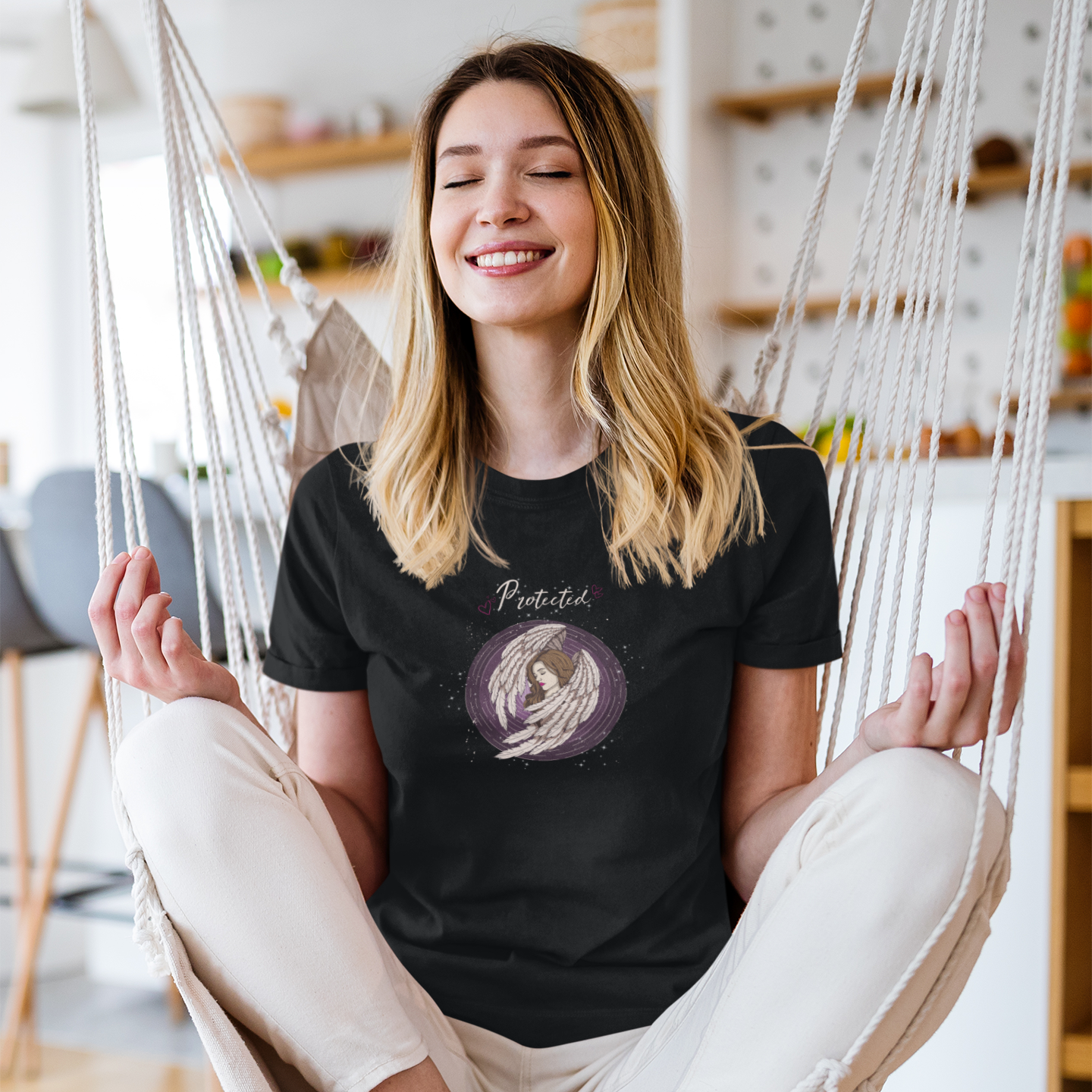 Story of Awakening Lifestyle Community Spirituality Relationships Love Light Meditation Oneness Earth Balance Healing Shop Store Charity Tree Nature Read Write T shirt Tops Tees Clothing Women Horoscope Organic Cotton Protected Guardian Angel Wings Quote