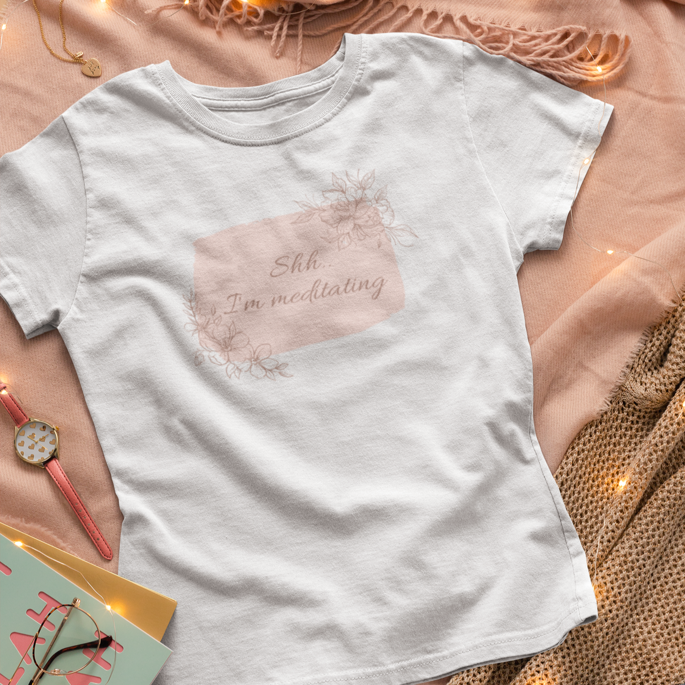 Story of Awakening Lifestyle Community Spirituality Relationships Love Light Meditation Oneness Earth Balance Healing Shop Store Charity Tree Nature Read Write T shirt Tops Tees Clothing Women Horoscope Organic Cotton I Am Meditating Wellness Yoga Quote