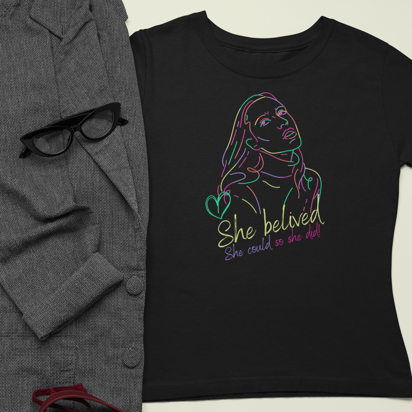 Story of Awakening Lifestyle Community Spirituality Relationships Love Light Meditation Oneness Earth Balance Healing Shop Store Charity Tree Nature Read Write T shirt Tops Tees Clothing Women Horoscope Organic Cotton She Believed She Could So She Did Quote