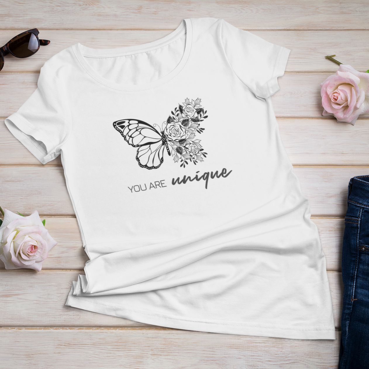 Story of Awakening Lifestyle Community Spirituality Relationships Love Light Meditation Oneness Earth Balance Healing Shop Store Charity Tree Nature Read Write T shirt Tops Tees Clothing Women Horoscope Organic Cotton You Are Unique Butterfly Quote