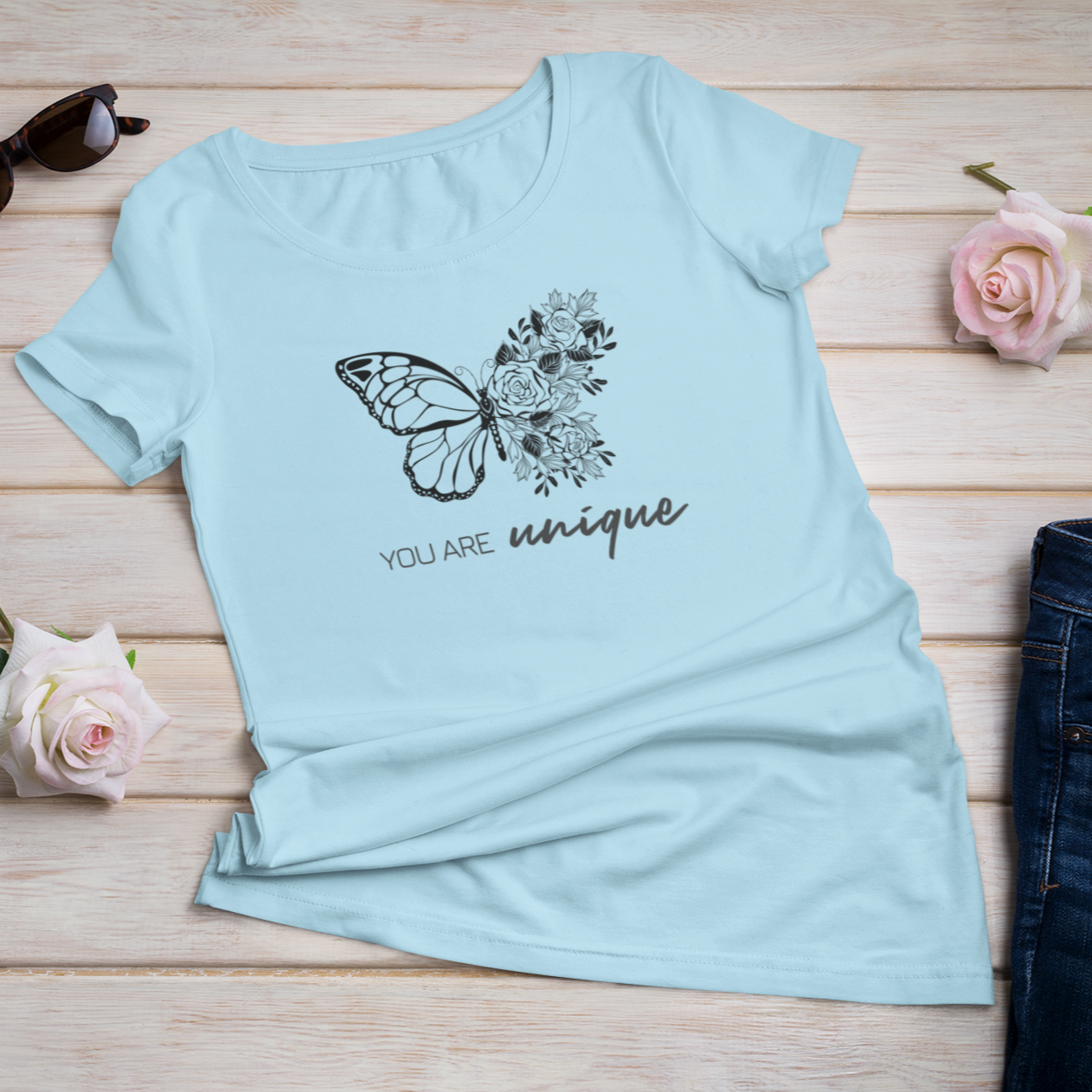 Story of Awakening Lifestyle Community Spirituality Relationships Love Light Meditation Oneness Earth Balance Healing Shop Store Charity Tree Nature Read Write T shirt Tops Tees Clothing Women Horoscope Organic Cotton You Are Unique Butterfly Quote