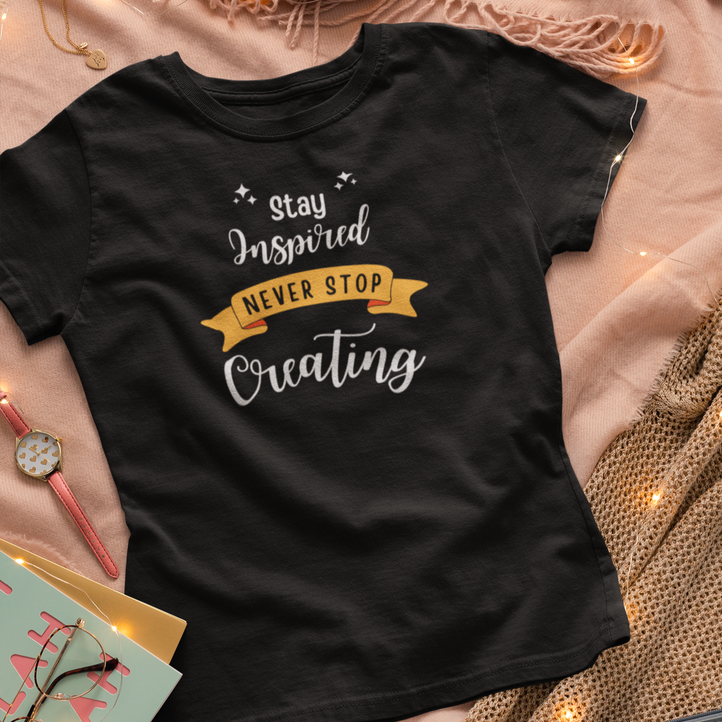 Story of Awakening Lifestyle Community Spirituality Relationships Love Light Meditation Oneness Earth Balance Healing Shop Store Charity Tree Nature Read Write T shirt Tops Tees Clothing Women Horoscope Organic Cotton Stay Inspired Never Stop Creating Quote