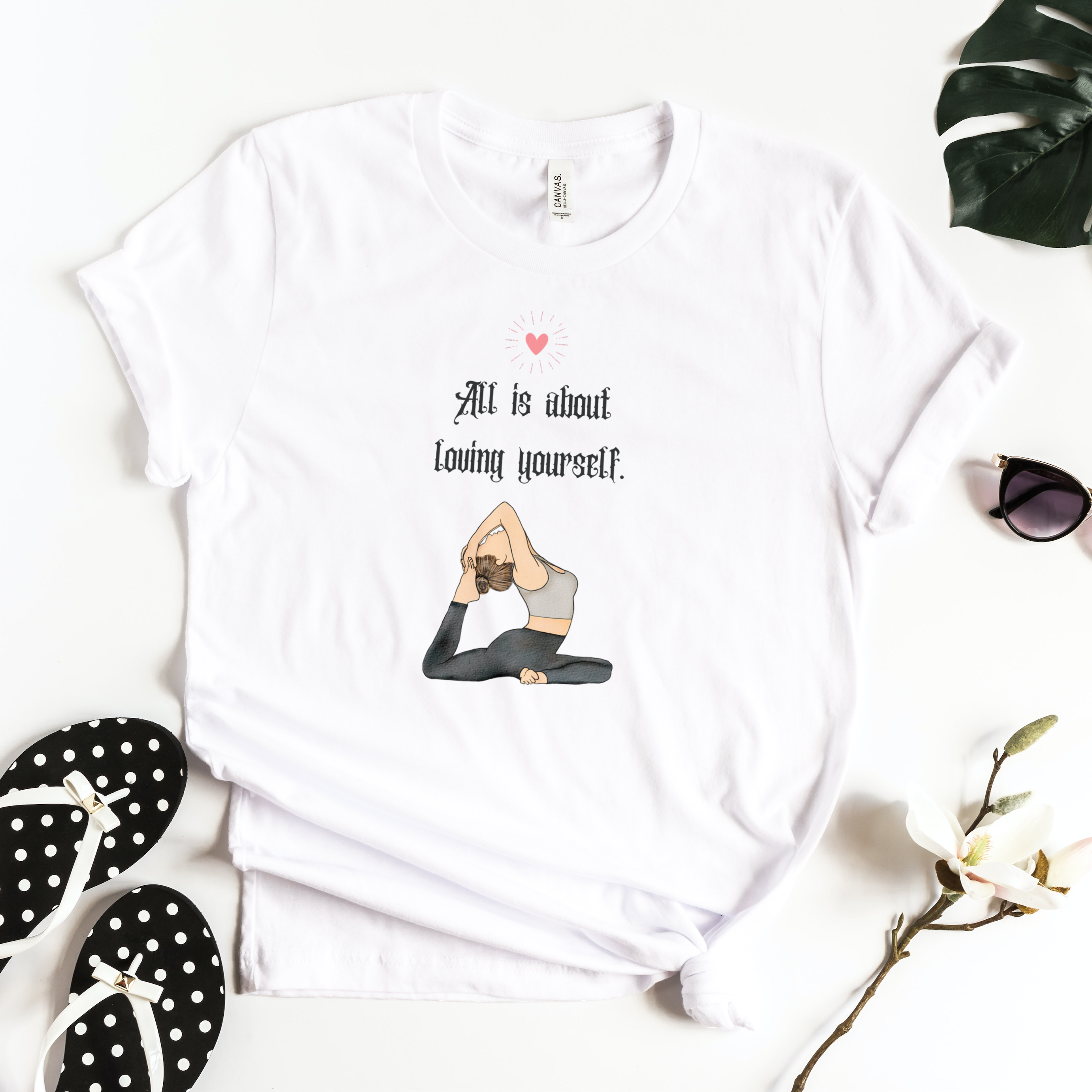 Story of Awakening Lifestyle Community Spirituality Relationships Love Light Meditation Oneness Earth Balance Healing Shop Store Charity Tree Nature Read Write T shirt Tops Tees Clothing Women Horoscope Organic Cotton All Is About Loving Yourself Quote