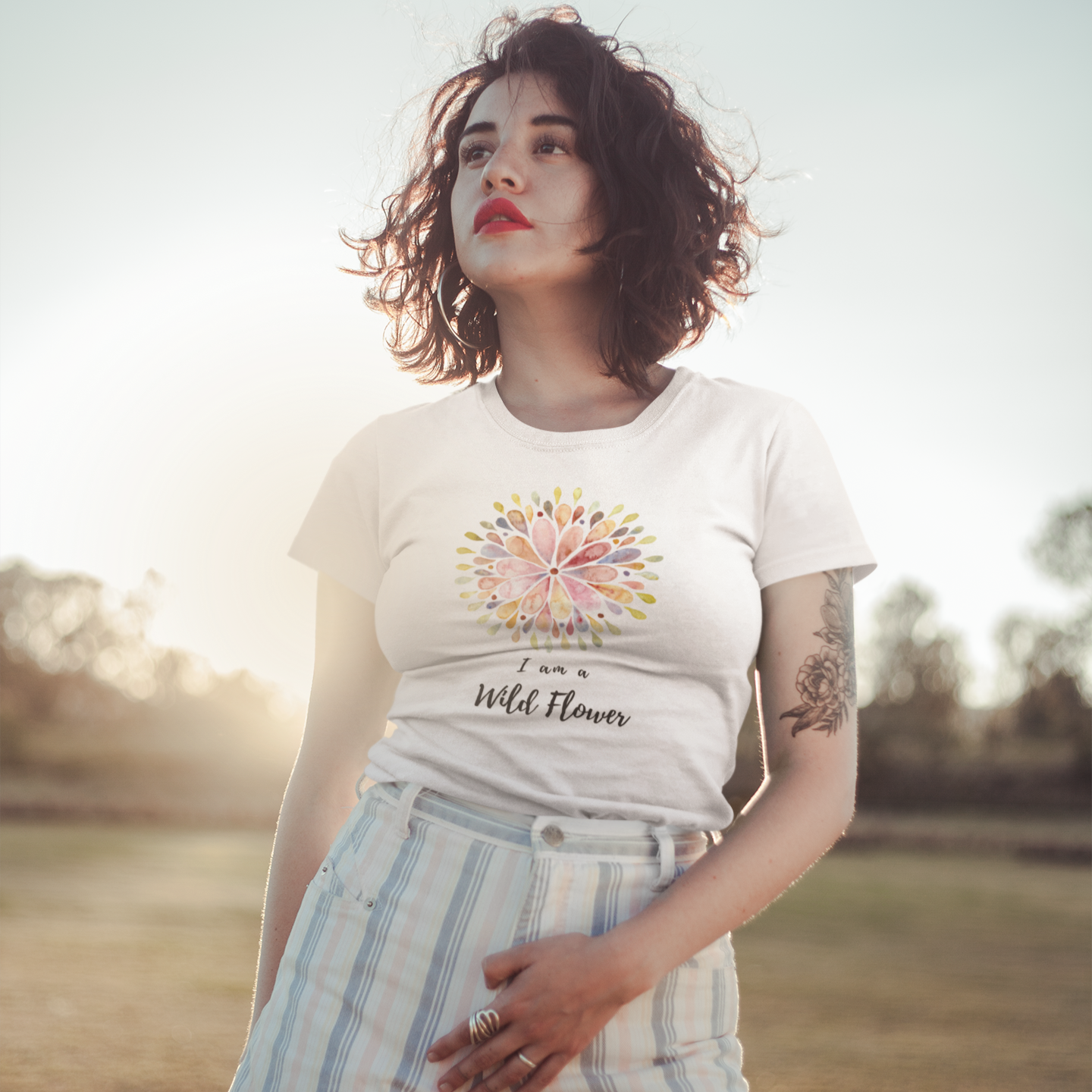 Story of Awakening Lifestyle Community Spirituality Relationships Love Light Meditation Oneness Earth Balance Healing Shop Store Charity Tree Nature Read Write T shirt Tops Tees Clothing Women Horoscope Organic Cotton I Am A Wild Flower Quote