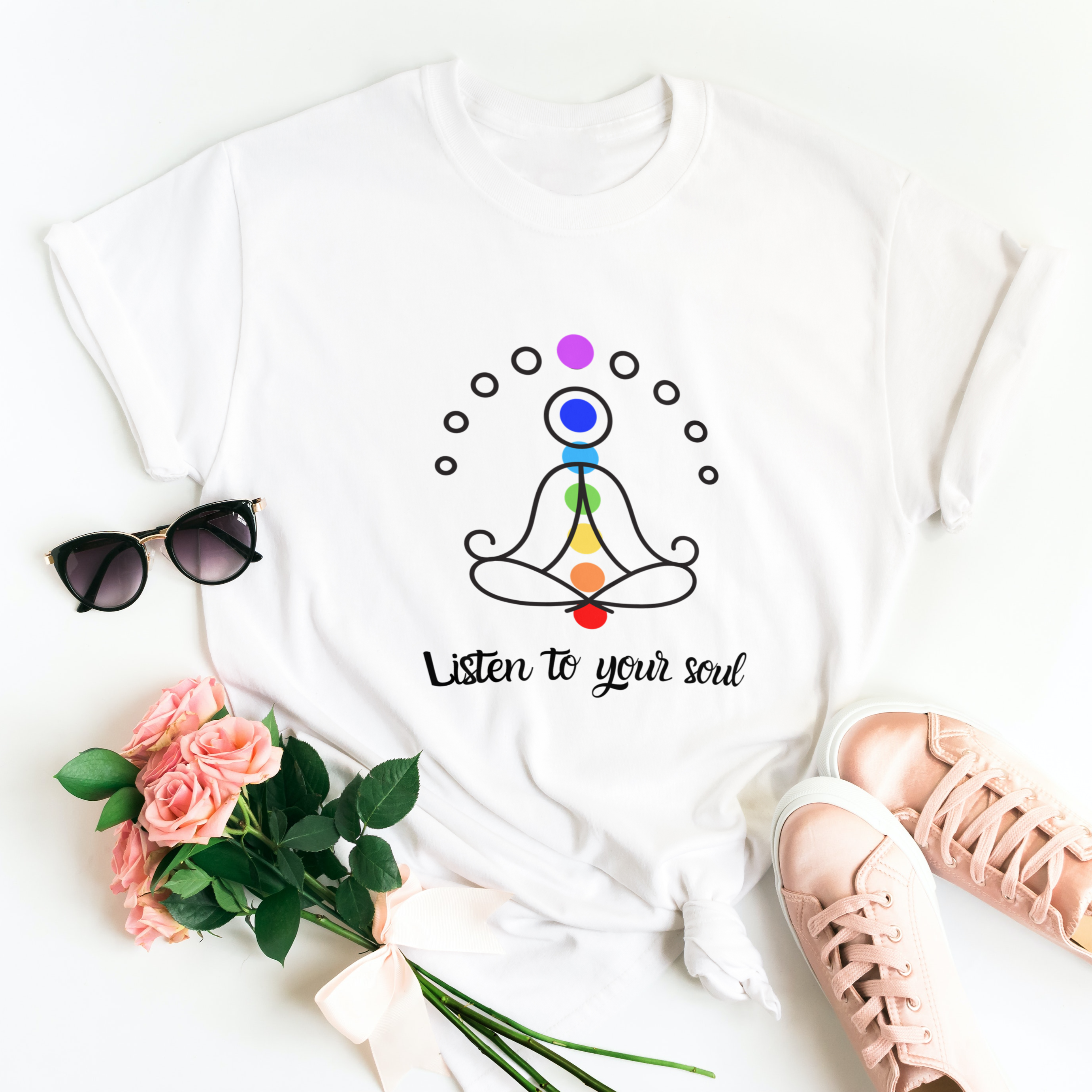 Story of Awakening Lifestyle Community Spirituality Relationships Love Light Meditation Oneness Earth Balance Healing Shop Store Charity Tree Nature Read Write T shirt Tops Tees Clothing Women Horoscope Organic Cotton Listen To Your Soul Quote