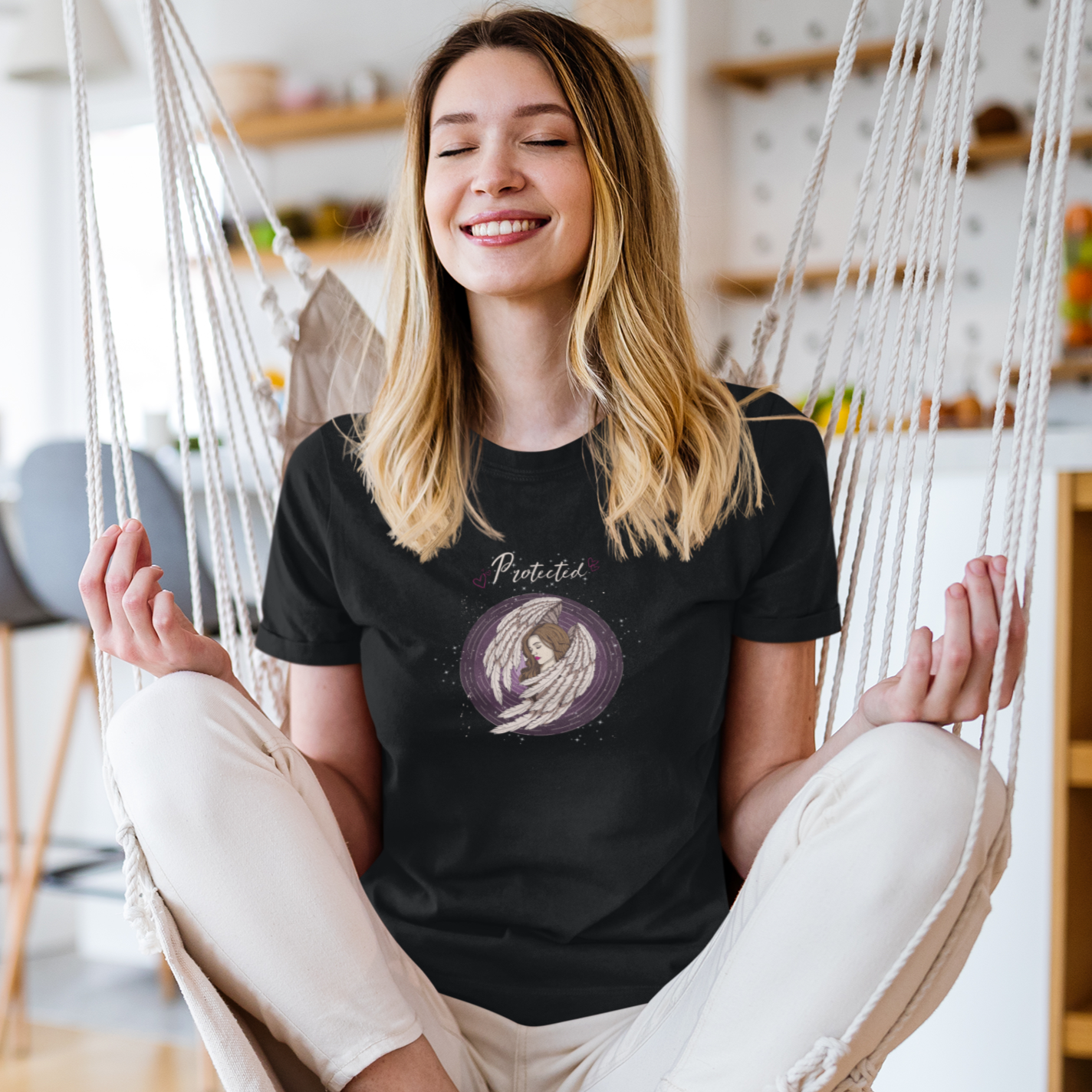 Story of Awakening Lifestyle Community Spirituality Relationships Love Light Meditation Oneness Earth Balance Healing Shop Store Charity Tree Nature Read Write T shirt Tops Tees Clothing Women Horoscope Organic Cotton Protected Guardian Angel Wings Quote