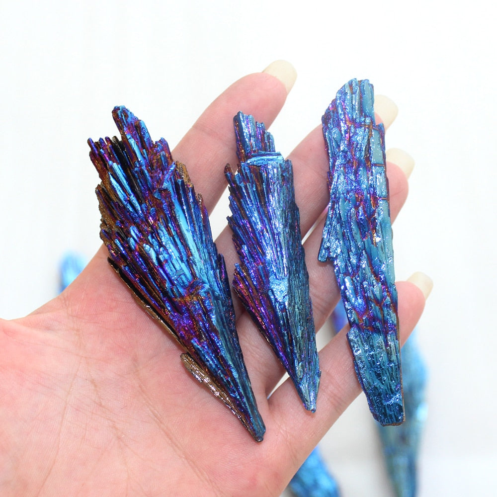 Story of awakening. Lifestyle store and community. Crystals and jewelry. Rainbow titanium quartz blue crystals. Energy clearing.