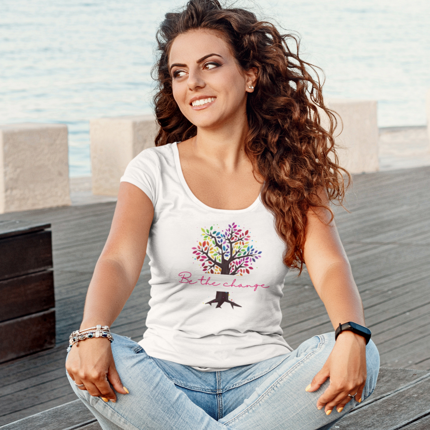 Story of Awakening Lifestyle Community Spirituality Relationships Love Light Meditation Oneness Earth Balance Healing Shop Store Charity Tree Nature Read Write T shirt Tops Tees Clothing Women Horoscope Be The Change Quote Colorful Tree Environment